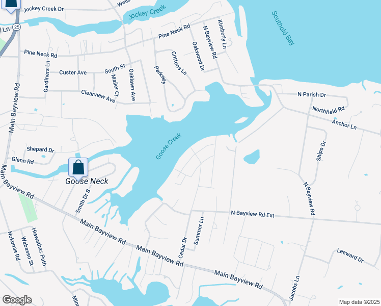map of restaurants, bars, coffee shops, grocery stores, and more near 2625 Cedar Drive in Southold