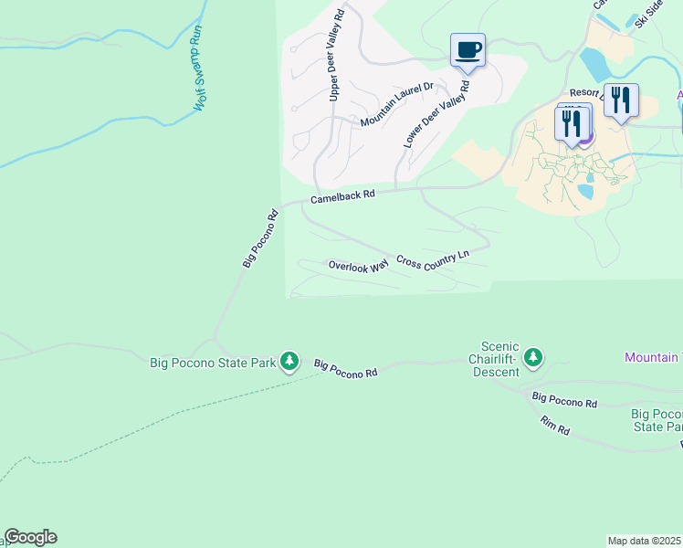 map of restaurants, bars, coffee shops, grocery stores, and more near 277 Overlook Way in Tannersville