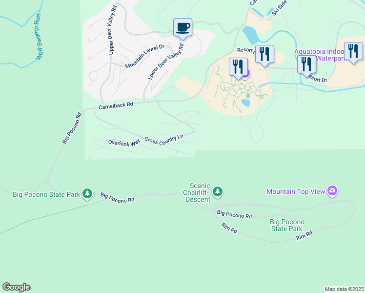 map of restaurants, bars, coffee shops, grocery stores, and more near 208 Sunbird Way in Tannersville