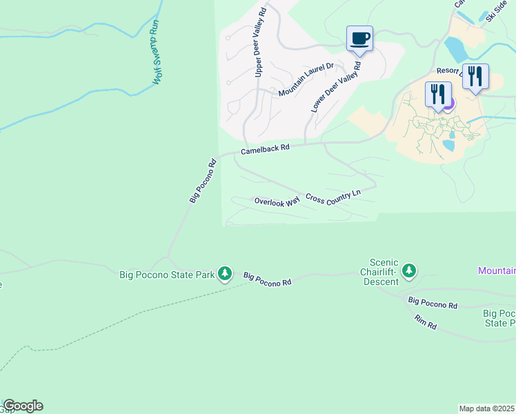 map of restaurants, bars, coffee shops, grocery stores, and more near 279 Overlook Way in Tannersville