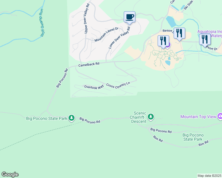 map of restaurants, bars, coffee shops, grocery stores, and more near 262 Overlook Way in Tannersville