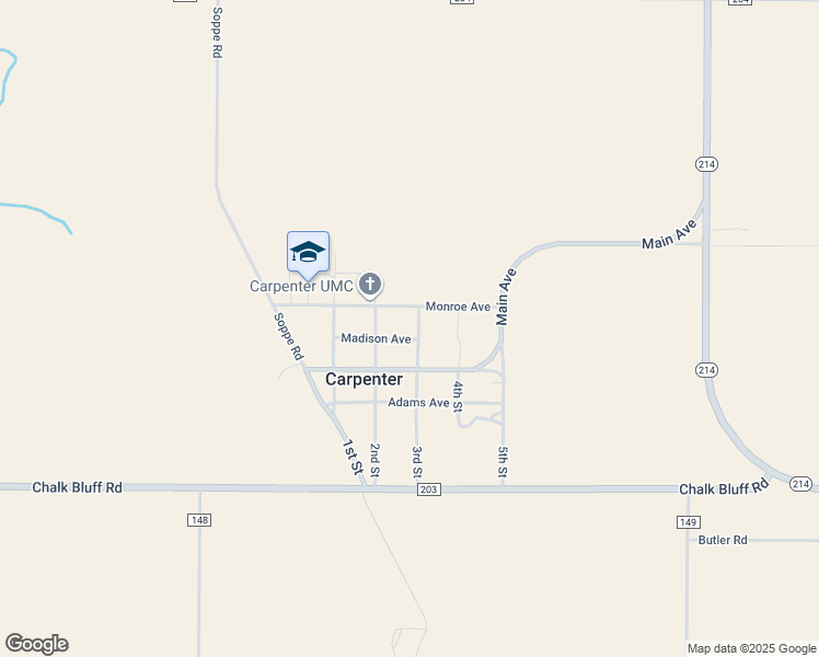 map of restaurants, bars, coffee shops, grocery stores, and more near 332 3rd Street in Carpenter