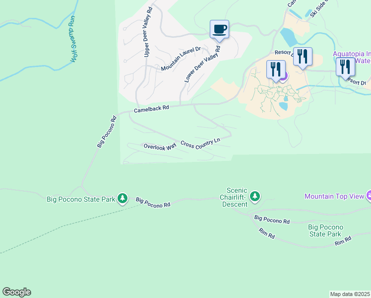 map of restaurants, bars, coffee shops, grocery stores, and more near 263 Overlook Way in Tannersville
