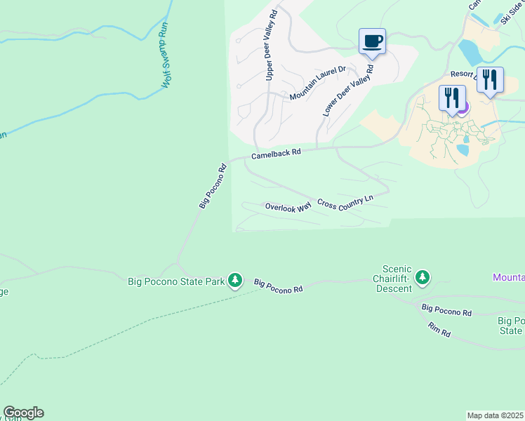 map of restaurants, bars, coffee shops, grocery stores, and more near 282 Overlook Way in Tannersville