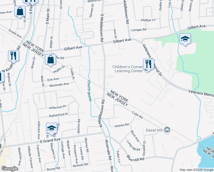 map of restaurants, bars, coffee shops, grocery stores, and more near 342 South Middletown Road in Pearl River