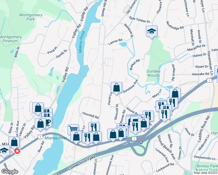 map of restaurants, bars, coffee shops, grocery stores, and more near 83 Sound Beach Avenue Extension in Greenwich
