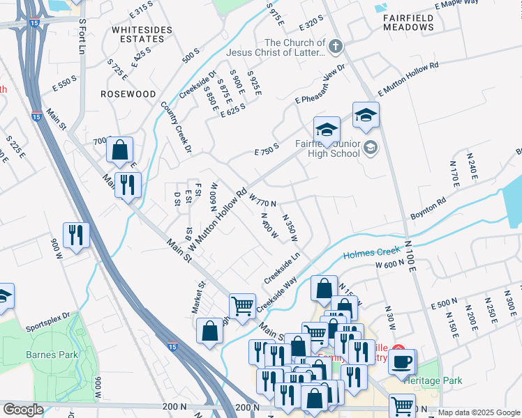 map of restaurants, bars, coffee shops, grocery stores, and more near 757 North 400 West in Kaysville