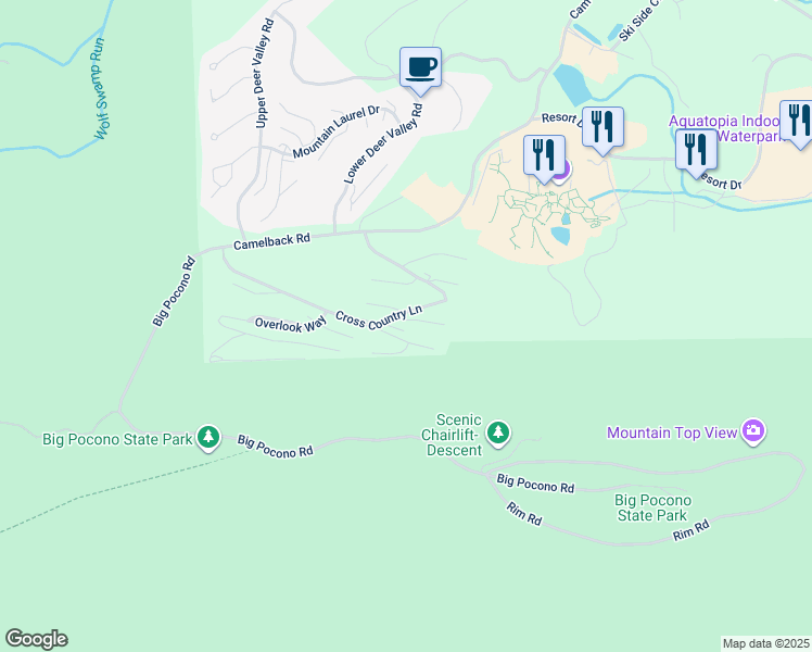map of restaurants, bars, coffee shops, grocery stores, and more near 218 Cross Country Lane in Tannersville