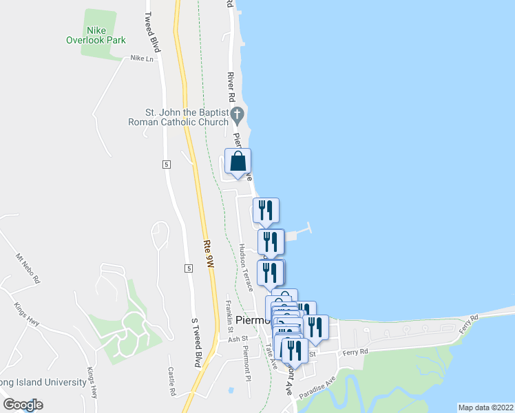 map of restaurants, bars, coffee shops, grocery stores, and more near 737 Piermont Avenue in Piermont