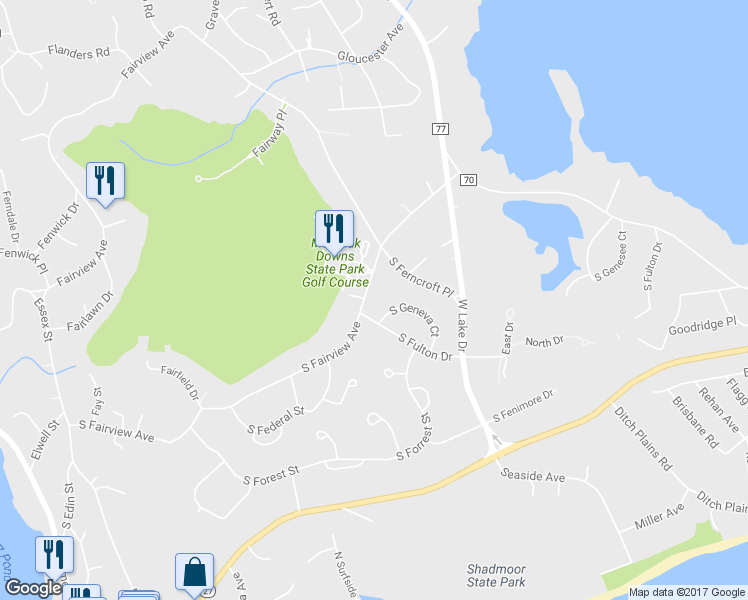 map of restaurants, bars, coffee shops, grocery stores, and more near 53 South Fairview Avenue in Montauk