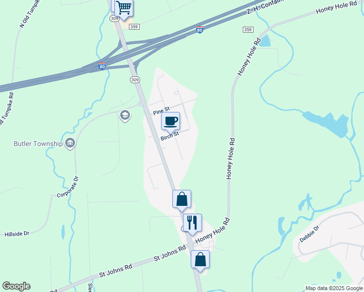 map of restaurants, bars, coffee shops, grocery stores, and more near 15 Oak Street in Drums