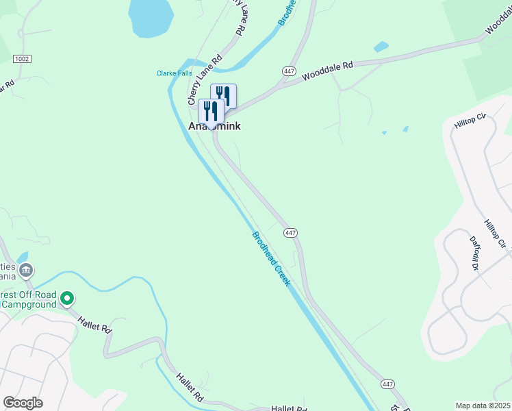 map of restaurants, bars, coffee shops, grocery stores, and more near 2299 Paradise Trail in East Stroudsburg