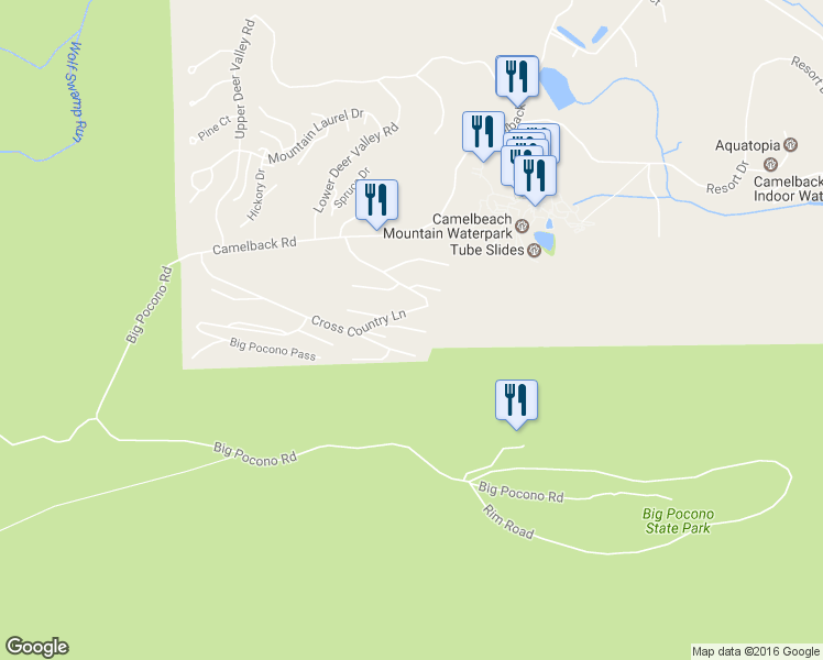 map of restaurants, bars, coffee shops, grocery stores, and more near 168 Upper Village Way in Tannersville