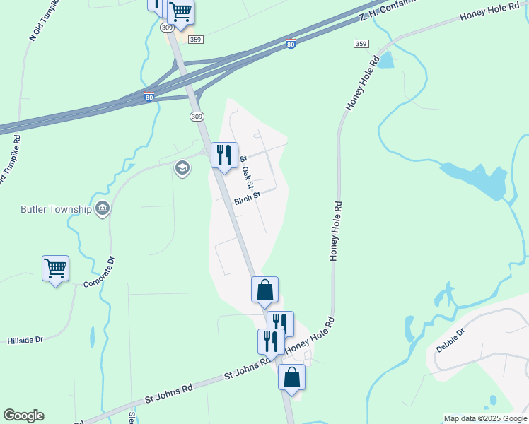 map of restaurants, bars, coffee shops, grocery stores, and more near 15 Oak Street in Drums