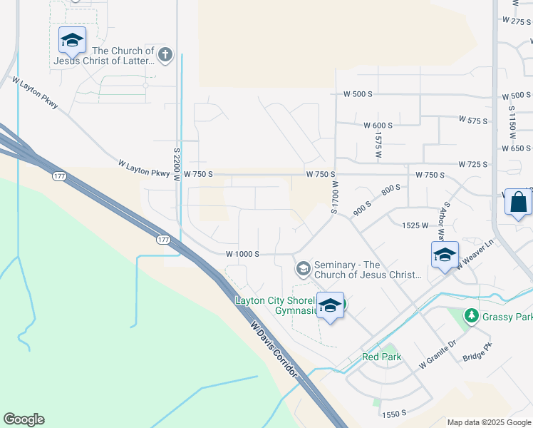 map of restaurants, bars, coffee shops, grocery stores, and more near 1919 West 850 South in Layton