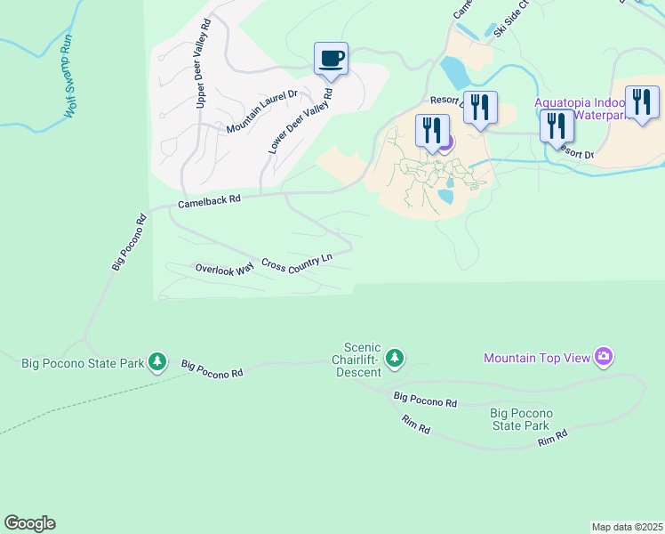 map of restaurants, bars, coffee shops, grocery stores, and more near 154 Upper Village Way in Tannersville