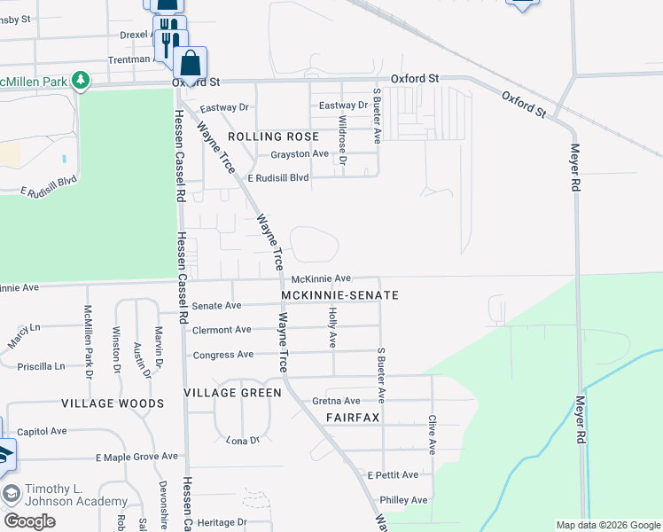 map of restaurants, bars, coffee shops, grocery stores, and more near 3724 Trace Way in Fort Wayne