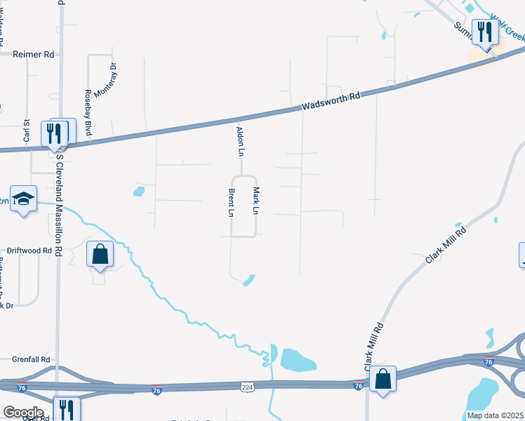 map of restaurants, bars, coffee shops, grocery stores, and more near 3393 Mark Lane in Norton