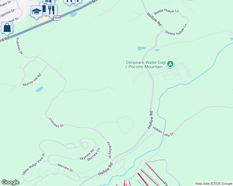 map of restaurants, bars, coffee shops, grocery stores, and more near 282 Crabapple Lane in East Stroudsburg