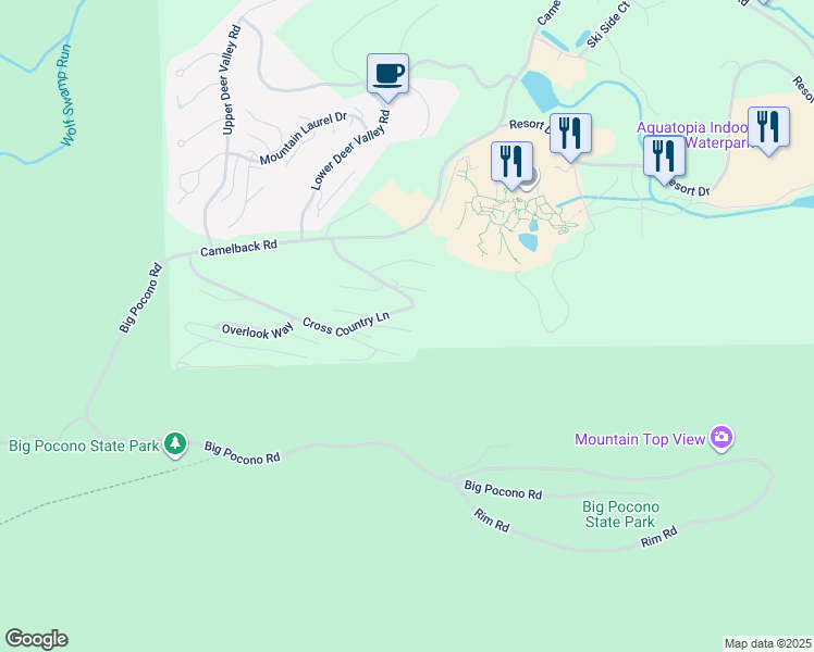 map of restaurants, bars, coffee shops, grocery stores, and more near 161 Upper Village Way in Tannersville