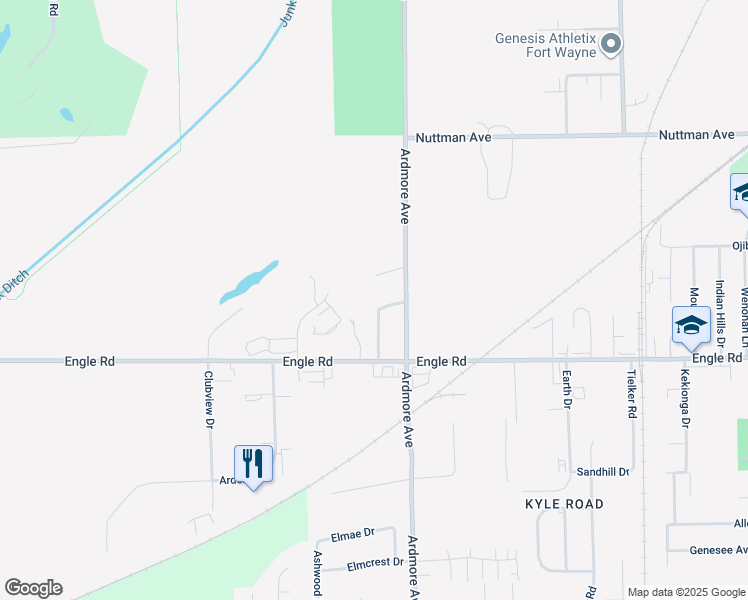 map of restaurants, bars, coffee shops, grocery stores, and more near 4026 Westbury Dr in Fort Wayne