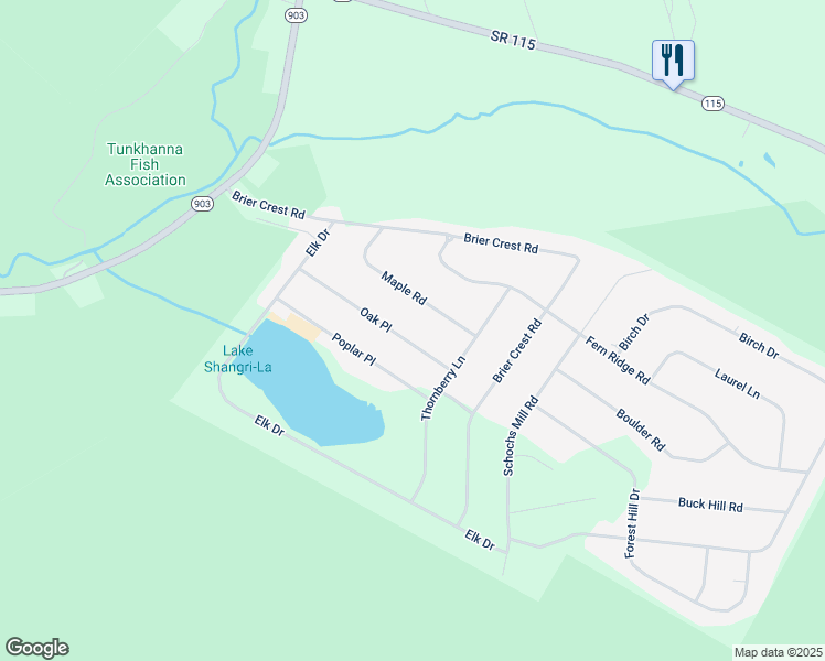 map of restaurants, bars, coffee shops, grocery stores, and more near 155 Oak Place in Blakeslee