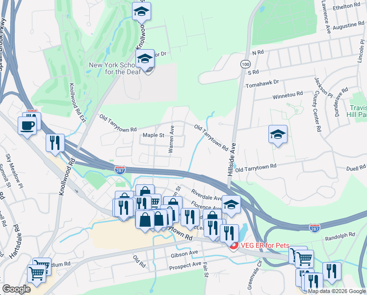 map of restaurants, bars, coffee shops, grocery stores, and more near 1 Beech Street in Fairview