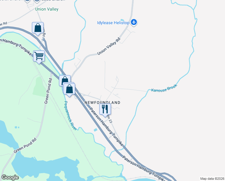 map of restaurants, bars, coffee shops, grocery stores, and more near 24 Kanouse Road in West Milford