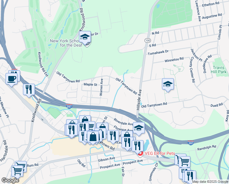 map of restaurants, bars, coffee shops, grocery stores, and more near 1 Beech Street in White Plains