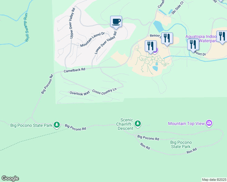 map of restaurants, bars, coffee shops, grocery stores, and more near 181 Upper Village Way in Tannersville