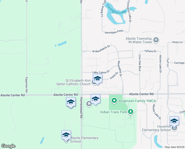 map of restaurants, bars, coffee shops, grocery stores, and more near 10717 Lake Tahoe Drive in Fort Wayne
