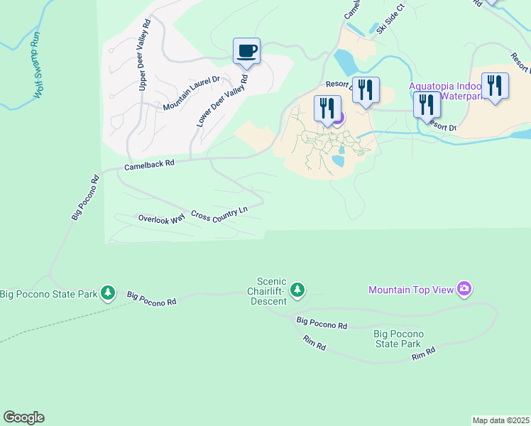 map of restaurants, bars, coffee shops, grocery stores, and more near 154 Upper Village Way in Tannersville