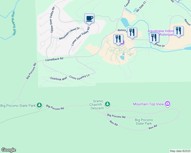 map of restaurants, bars, coffee shops, grocery stores, and more near 156 Upper Village Way in Tannersville