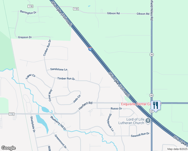 map of restaurants, bars, coffee shops, grocery stores, and more near 35 Oakmont Court in Canfield