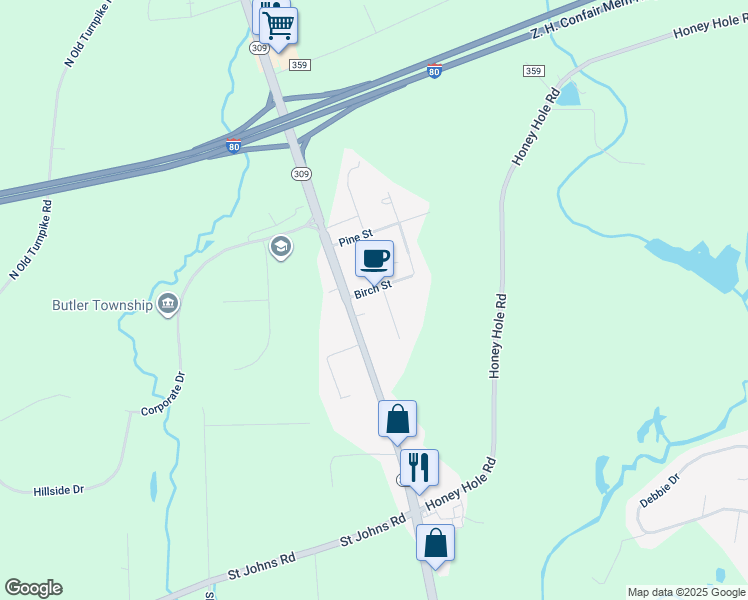 map of restaurants, bars, coffee shops, grocery stores, and more near 20 Oak Street in Drums