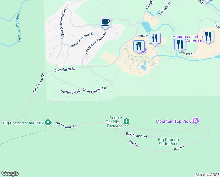 map of restaurants, bars, coffee shops, grocery stores, and more near 166 Upper Village Way in Tannersville