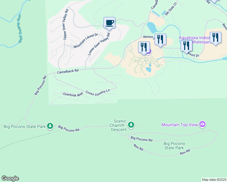 map of restaurants, bars, coffee shops, grocery stores, and more near 168 Upper Village Way in Tannersville