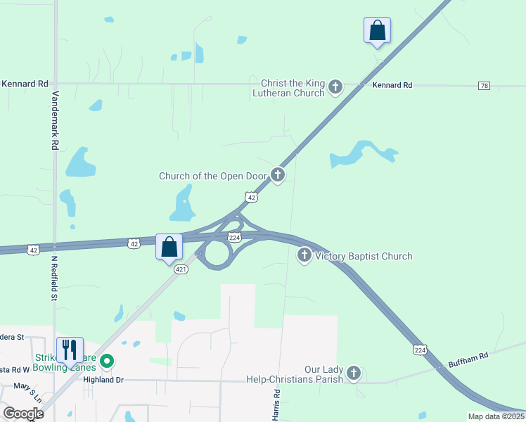 map of restaurants, bars, coffee shops, grocery stores, and more near 8255 Lafayette Rd in Lodi