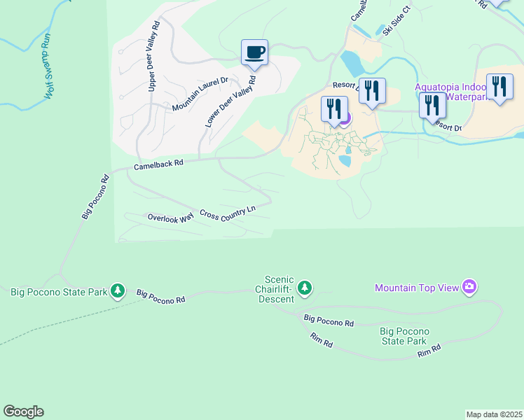 map of restaurants, bars, coffee shops, grocery stores, and more near 170 Upper Village Way in Tannersville