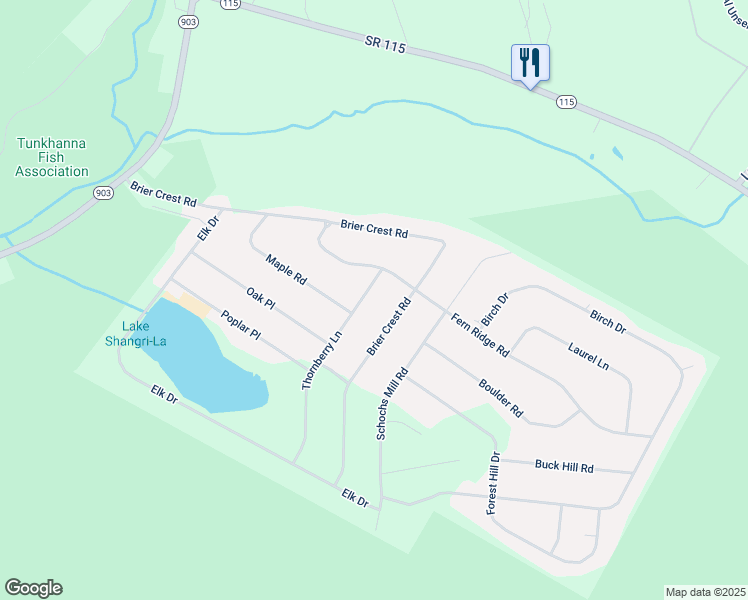 map of restaurants, bars, coffee shops, grocery stores, and more near 194 Thornberry Lane in Blakeslee