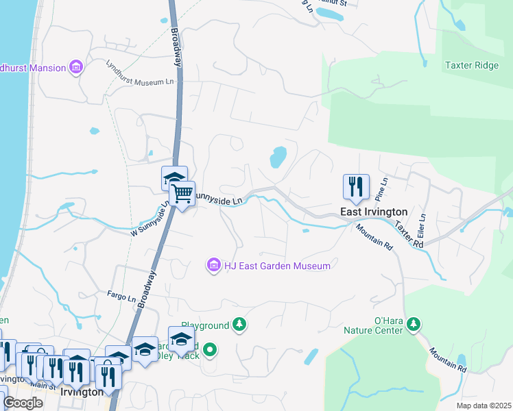 map of restaurants, bars, coffee shops, grocery stores, and more near 12 Hudson Avenue in Irvington