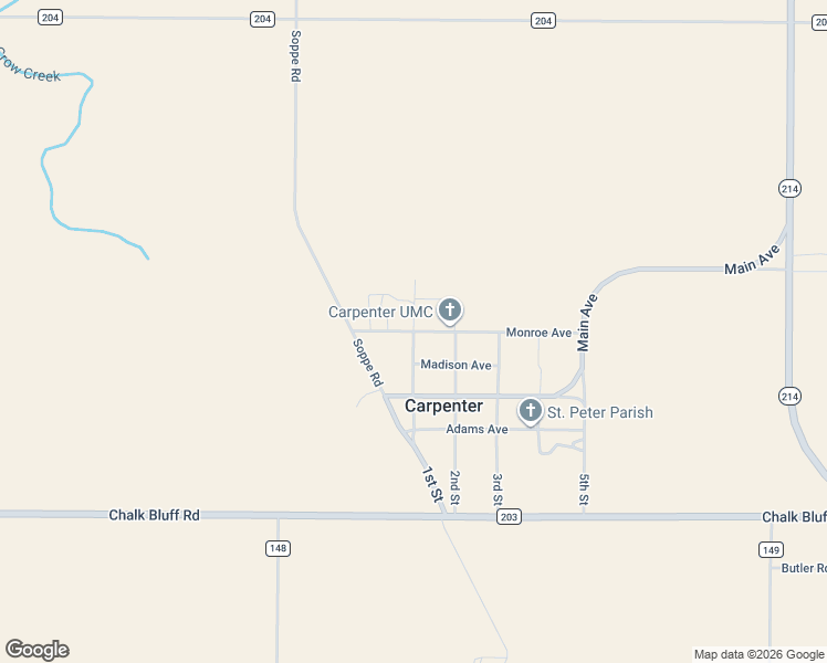 map of restaurants, bars, coffee shops, grocery stores, and more near 363 1st Street in Carpenter