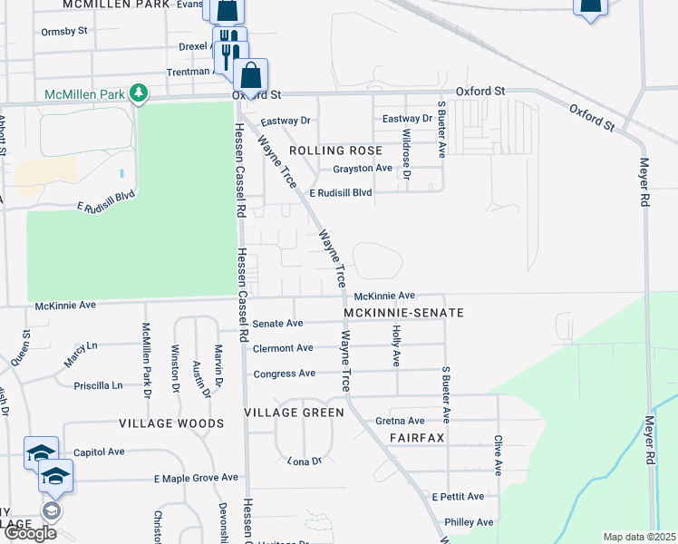 map of restaurants, bars, coffee shops, grocery stores, and more near 4198 Wayne Trace in Fort Wayne
