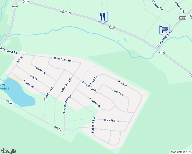 map of restaurants, bars, coffee shops, grocery stores, and more near 120 Birch Drive in Jim Thorpe