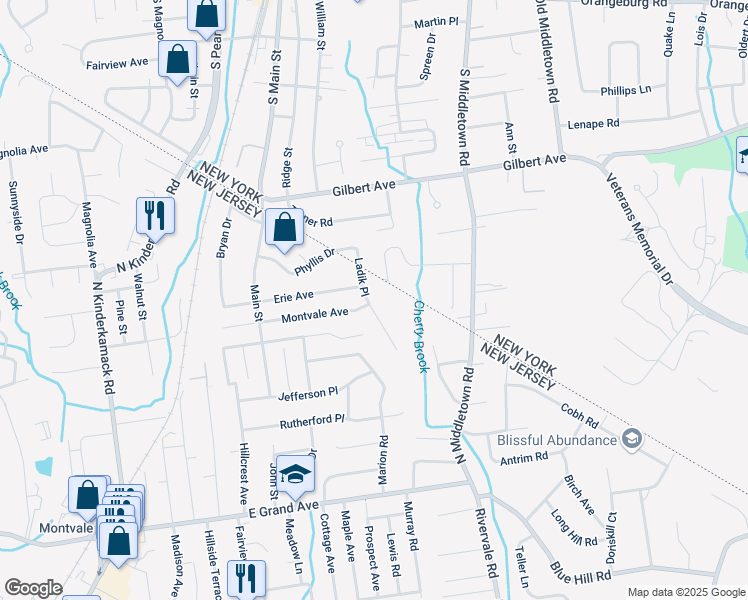 map of restaurants, bars, coffee shops, grocery stores, and more near 11 Ladik Place in Montvale