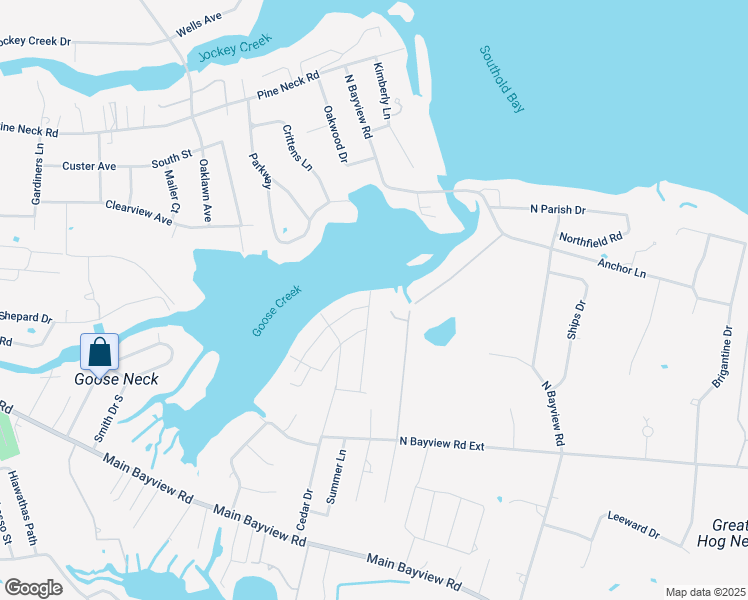 map of restaurants, bars, coffee shops, grocery stores, and more near 1100 Pine Avenue in Southold