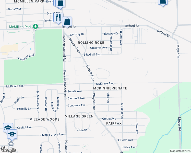 map of restaurants, bars, coffee shops, grocery stores, and more near 4140-4198 Wayne Trace in Fort Wayne