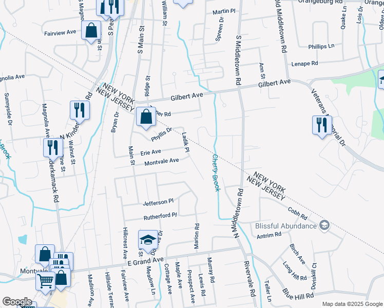 map of restaurants, bars, coffee shops, grocery stores, and more near 11 Ladik Place in Montvale