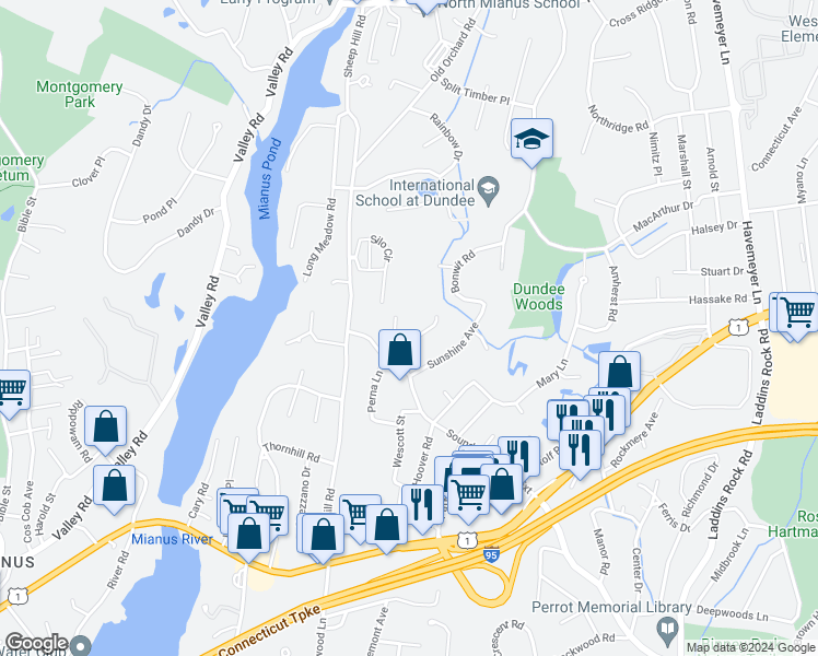 map of restaurants, bars, coffee shops, grocery stores, and more near 14 Griffith Road in Greenwich
