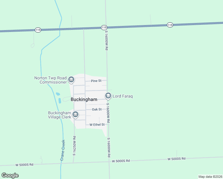 map of restaurants, bars, coffee shops, grocery stores, and more near 123 West Maple Street in Buckingham